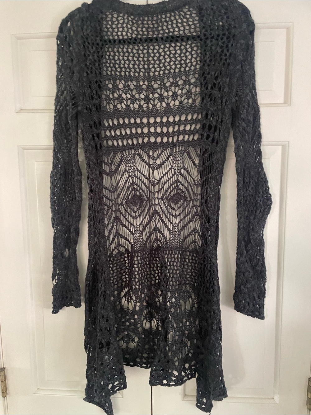 Open Knit Long Cardigan -Dark Blue